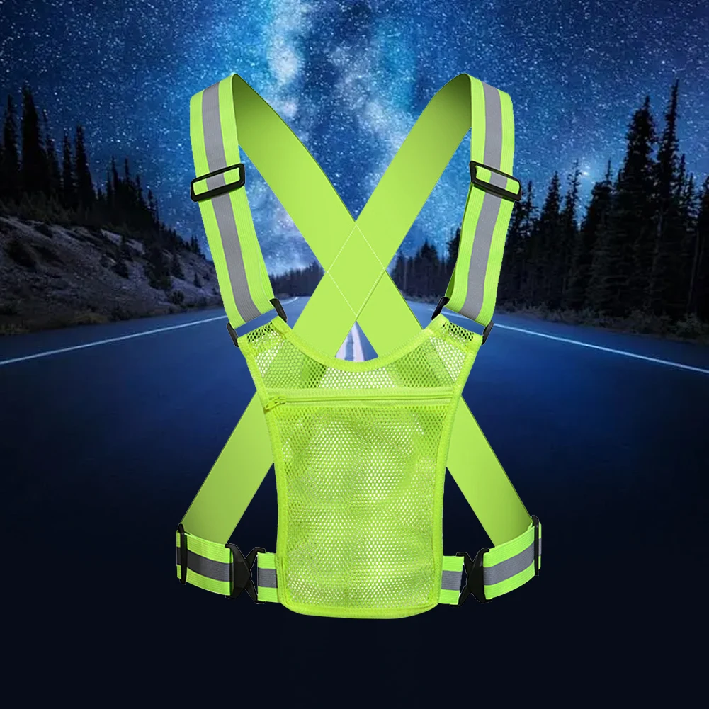 Gilet di sicurezza riflettente gilet da corsa leggero ad alta visibilità con custodia gilet da ciclismo regolabile per camminare in bicicletta