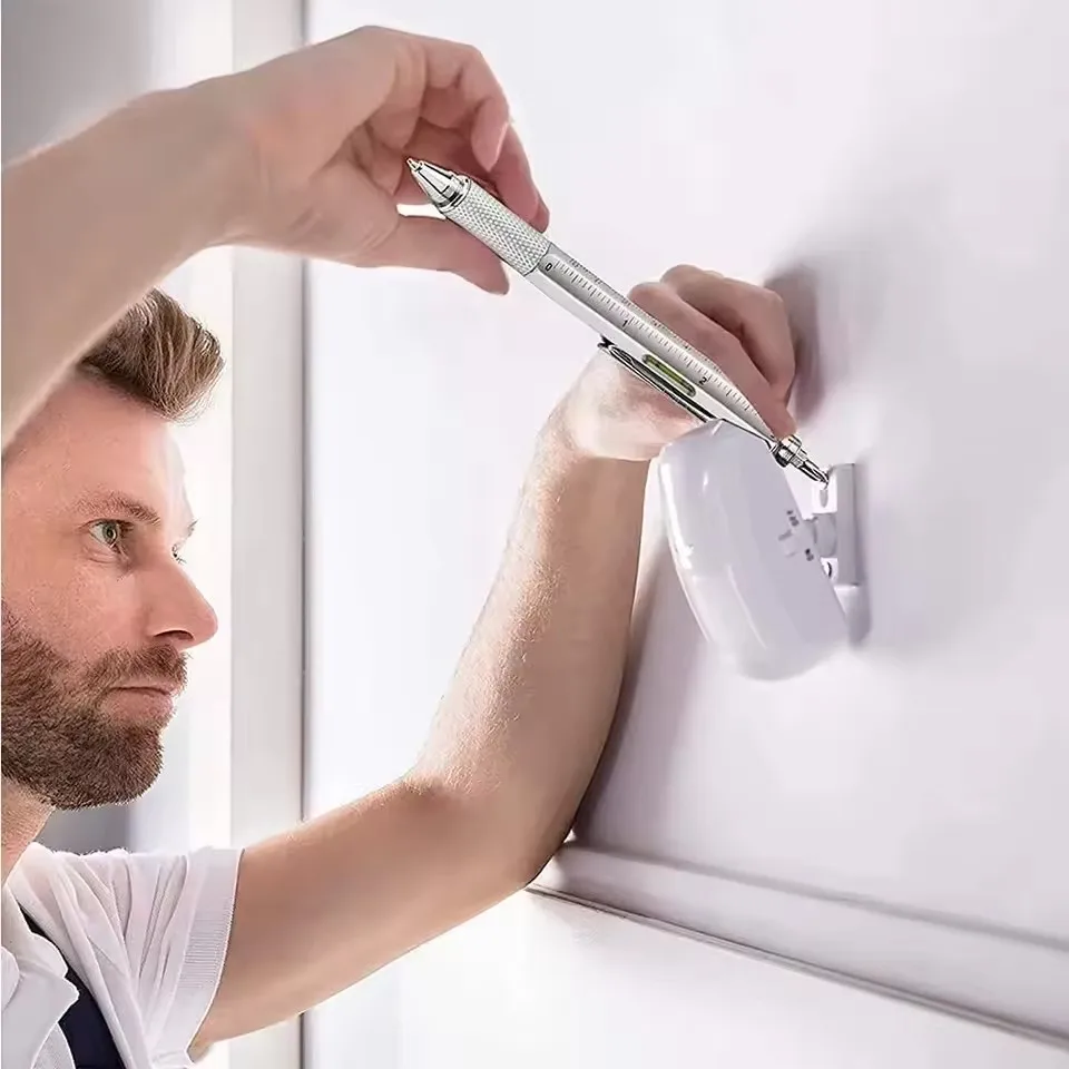 7 في 1 قلم متعدد الوظائف بشاشة تعمل باللمس قلم سعوي مع مفك براغي مسطرة قياس المستوى أداة قلم رصاص قابلة لإعادة الملء