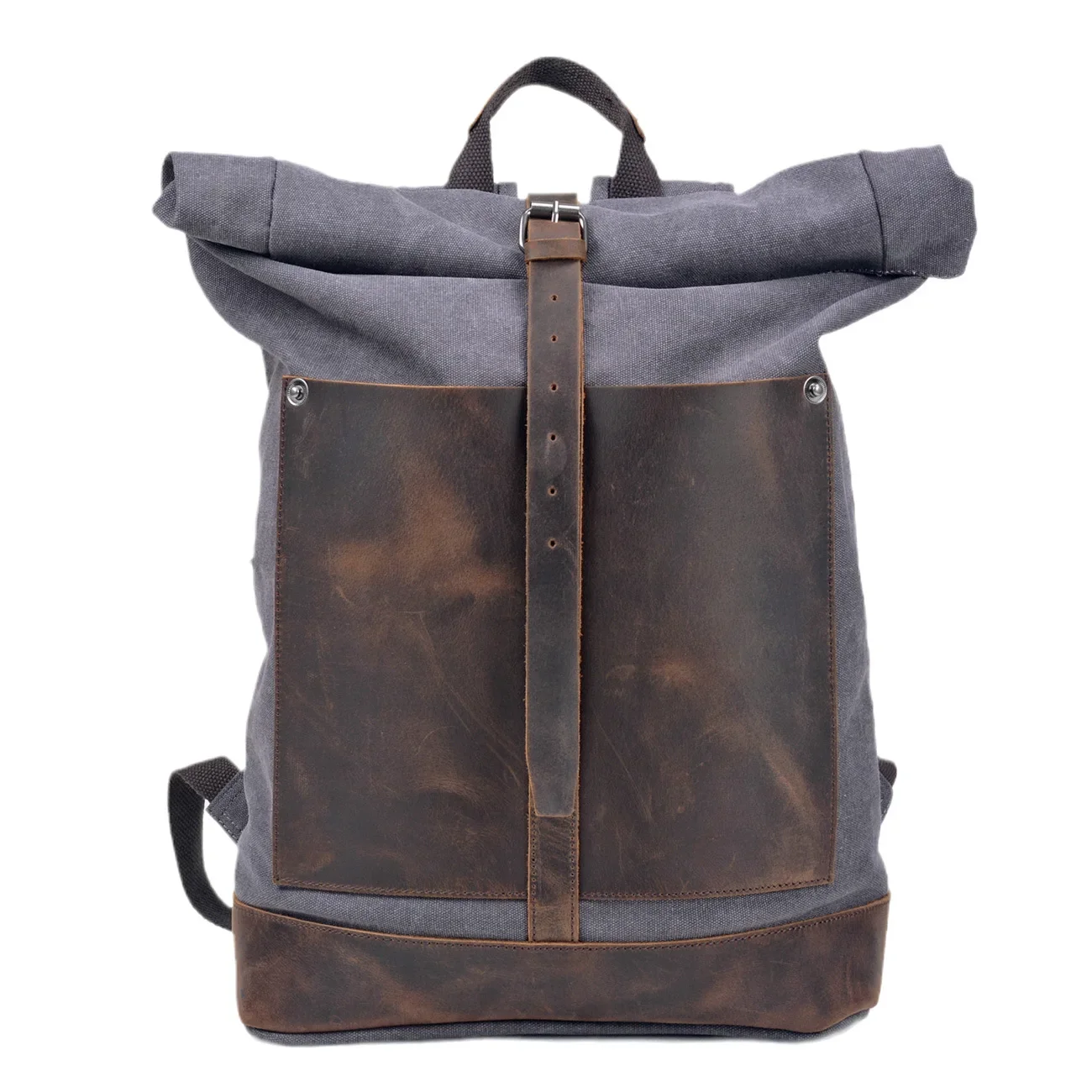 

M607 European American Retro Washed Canvas Men's Backpack With Large Capacity Roll Top Expansion Men's Outdoor Hiking Bag