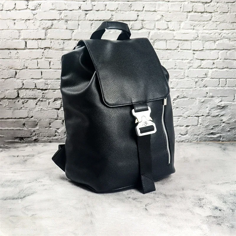Black ALYX Mens Backpacks Casual High Capacity Computer Bag  1:1 Best Quality Alyx Womens Genuine Leather Backpacks