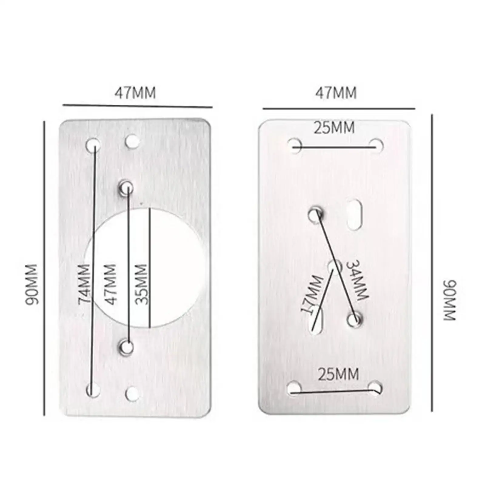 2x Cabinet Hinge Fixing Plate Bracket Part Hinge Repair Kit Plates with Holes for Living Room Bookshelf Wardrobe Shelves Window