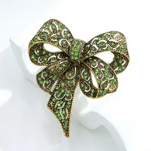 Black Rhinestone Bow Brooch for Women #2