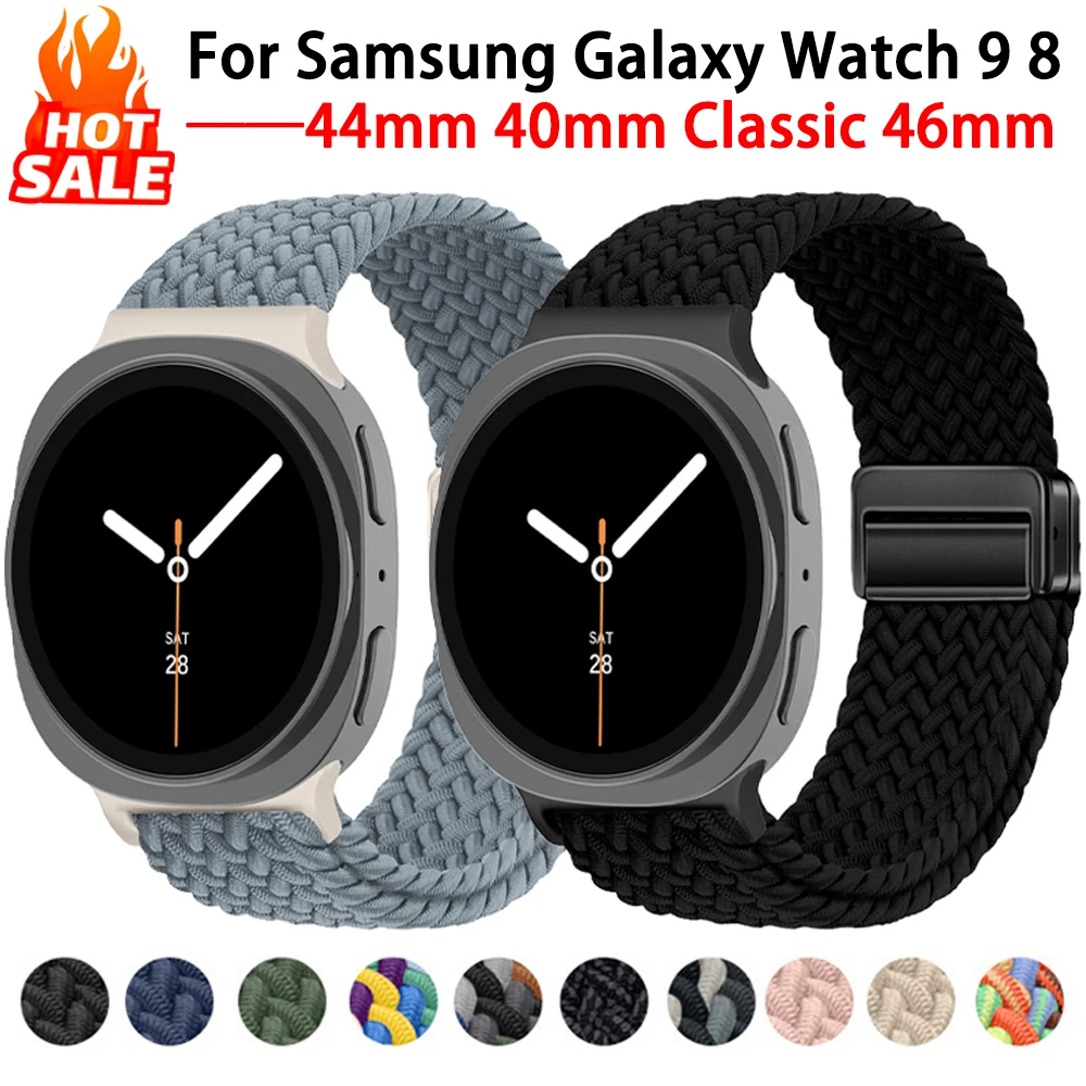 Magnetic band For Samsung Galaxy Watch 9 8 44mm 40mm Braided Loop Bracelet Correa Galaxy Watch 8 Classic 46mm Strap Accessories