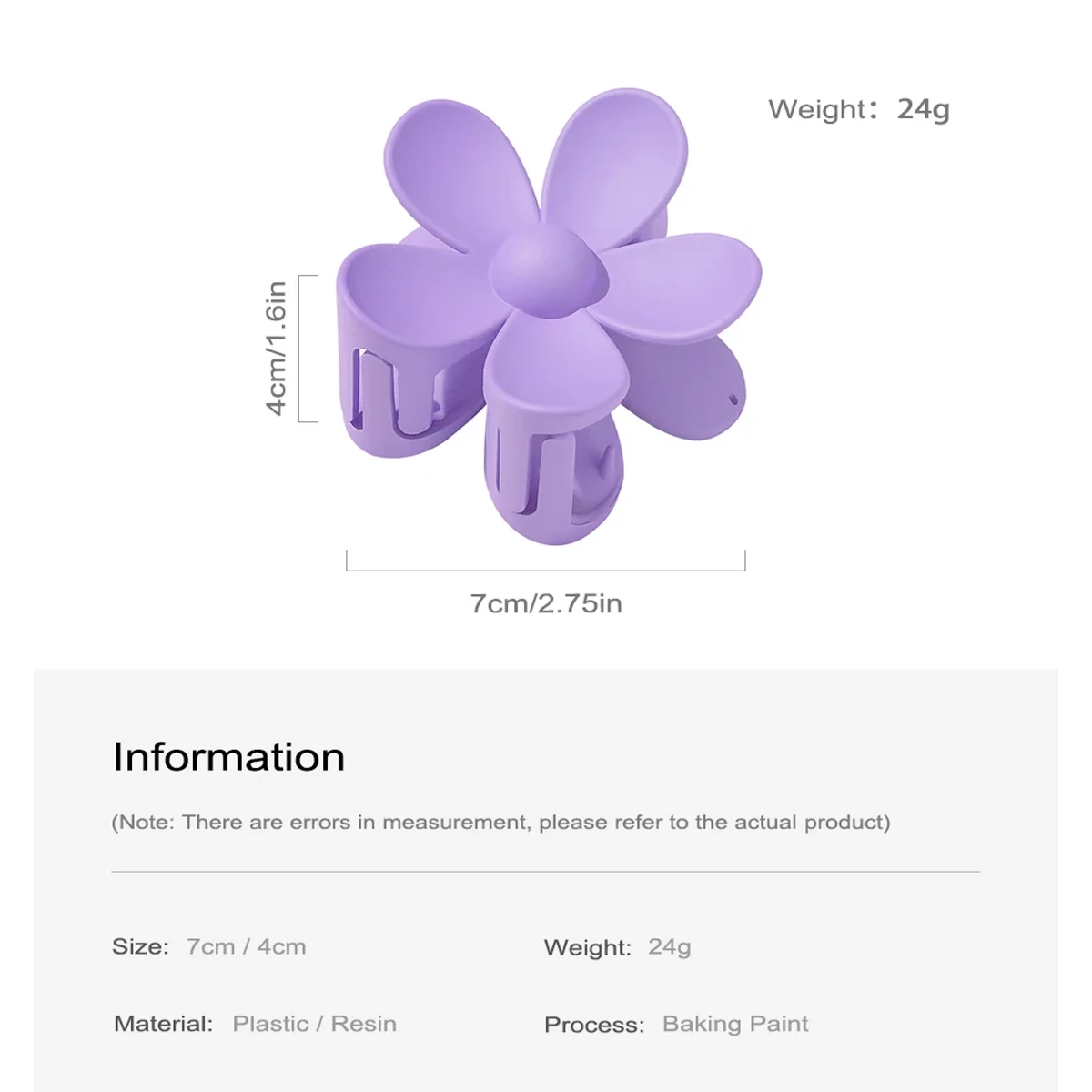 Grampo de Cabelo Tubarão Florido 7CM - Acessório Capilar Fosco em Cor Sólida para Mulheres e Meninas Design Fofo