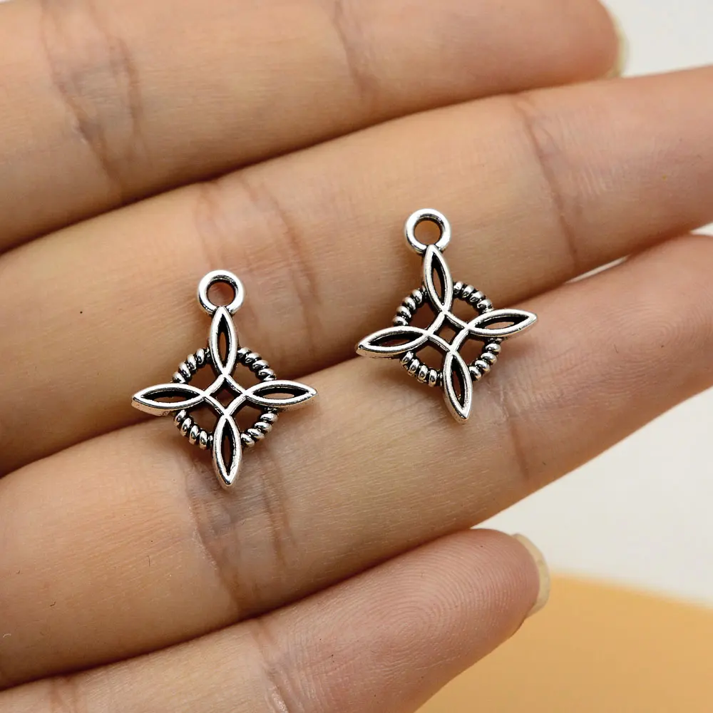 Dijes de brujería con nudo de bruja, celta amuleto de protección, colgante Wiccan para pendientes, collar, fabricación de joyas DIY, 15x18mm, 20 unidades por lote