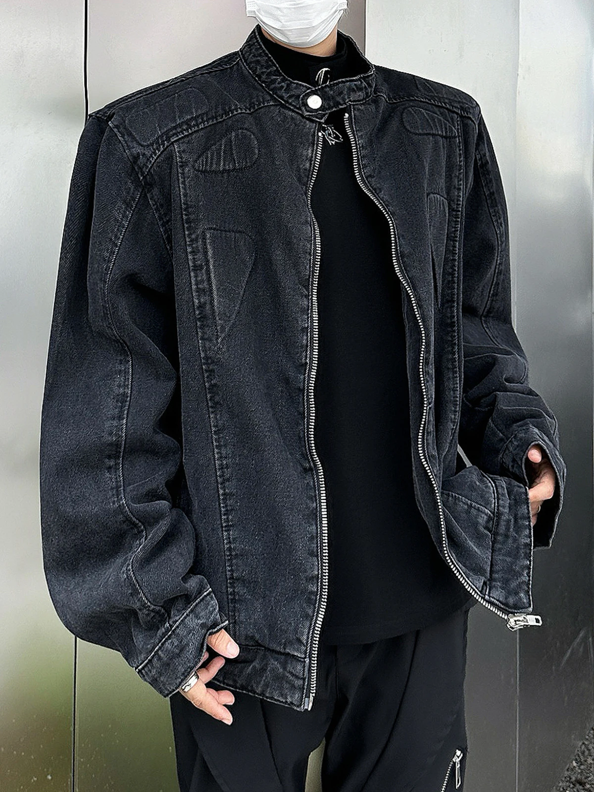 

Осенне-зимняя мужская джинсовая куртка с вышивкой, воротником-стойкой, в стиле ретро, от модного японского бренда, трендовая модель