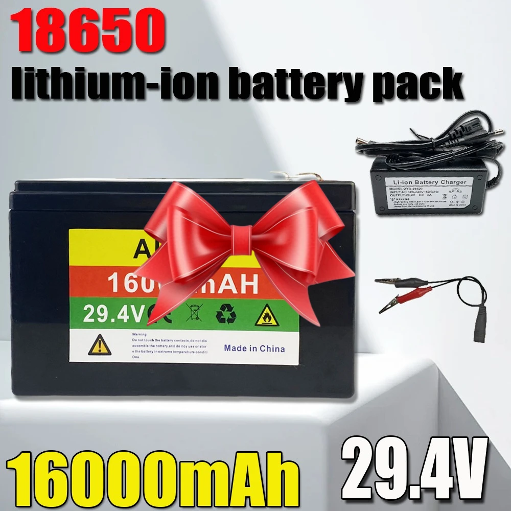 

24V 18650 Battery 16Ah BMS 500W 29.4V 16000mAh 7S5P battery pack for Wheelchair Electric Vehicle with 2A Charger