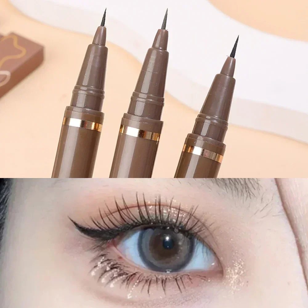 Ultra cienki czarny brązowy dolny Eyeliner do rzęs długopis wodoodporny trwały gładko leżący jedwabnik oczy kredki narzędzia do makijażu oczu