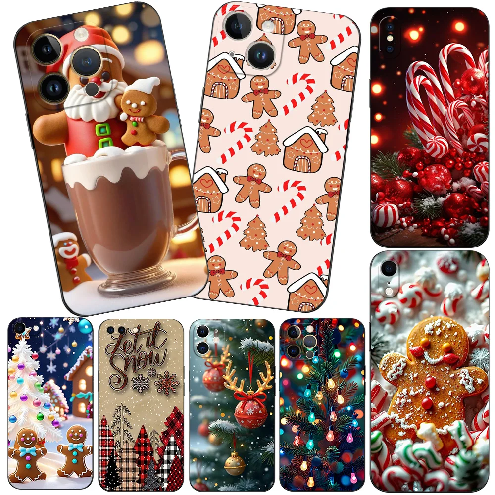 Black tpu case for iphone 14 13 12 11 mini pro MAX 5 5s se 2020 6 6s 7 8 plus x 10 XR XS cover Romantic Christmas