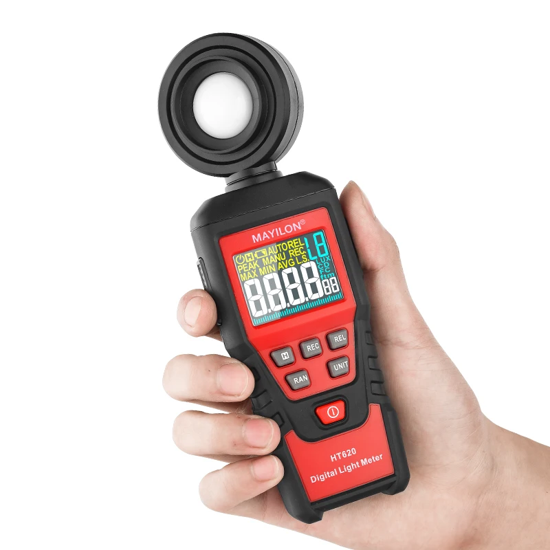 HT620L Auto Digital Luxmeter LUX/FC Measurement LED Light Meter with 180 Degree Rotate with REL MAX MIN AVG Datahold