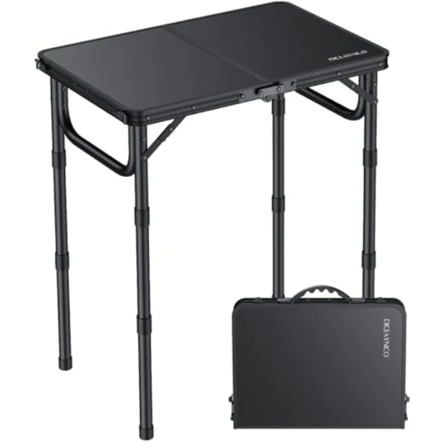 

Складной походный стол 22 x 15, стол для пикника с 3 регулируемыми высотами, складной стол из матового черного алюминия до 27,5 с