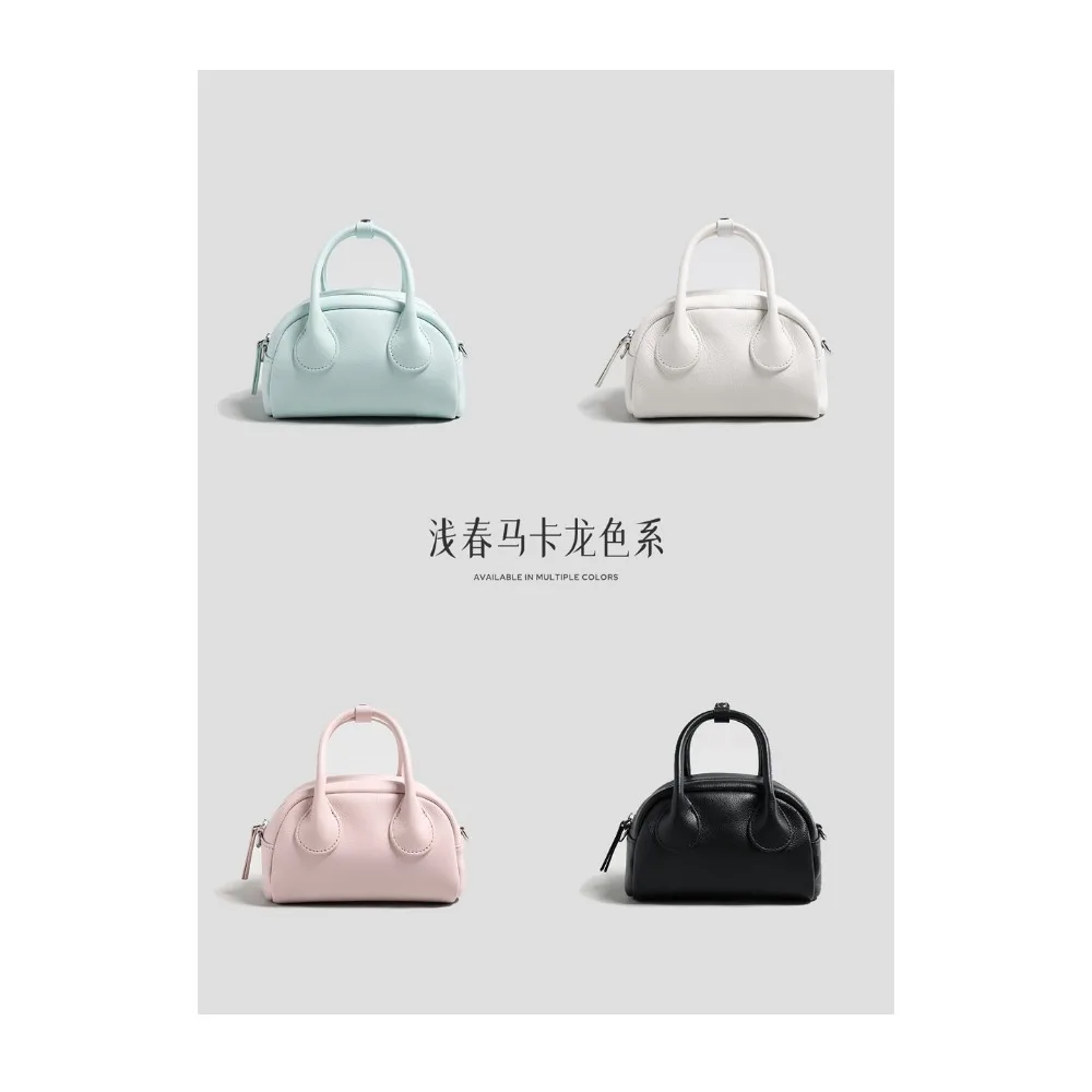 Design Bowling Pillow Bag One Shoulder Crossbody Handbag Leather Small Exquisite Women's Versatile Fashion Simple Casual Daily