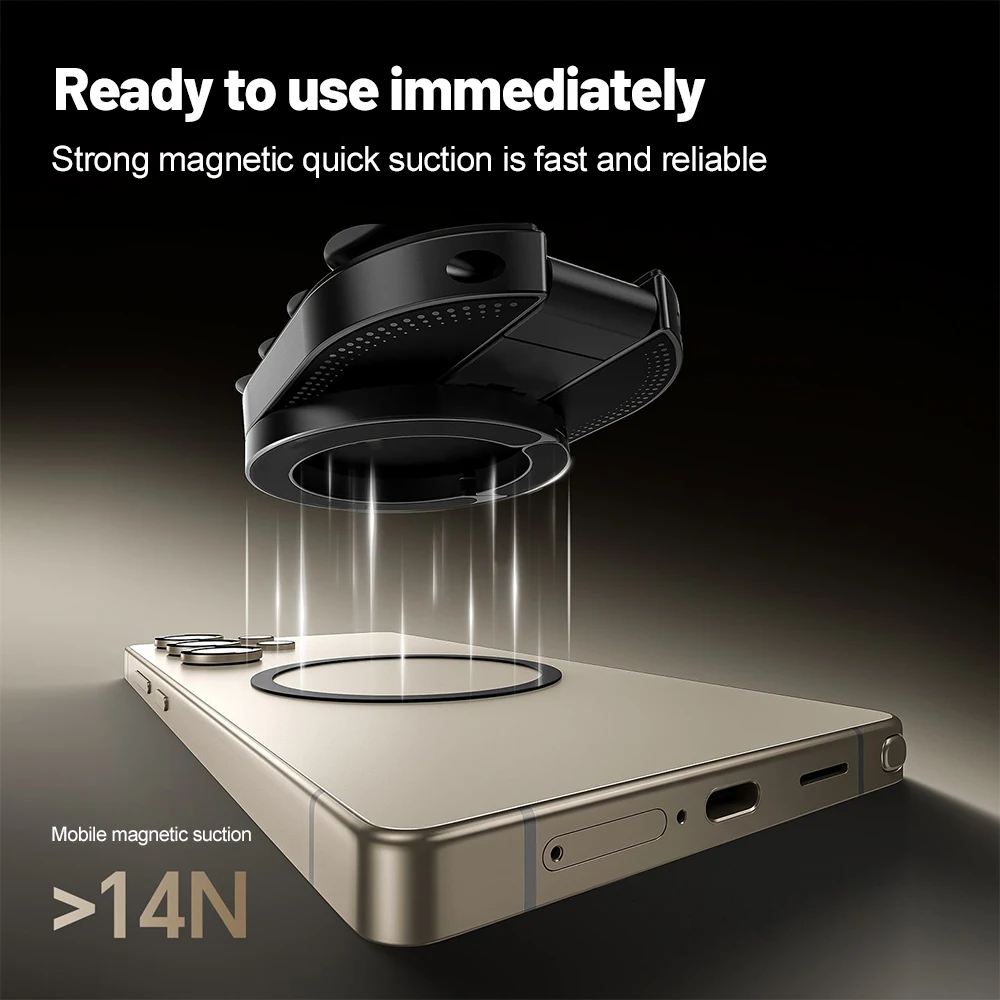 360° Rotation 3‑In‑1 Suction Cup Magnetic Phone Holder Multi‑Angle Adjustable Foldable Magnet Phone Stand Desktop Bracket New view 5
