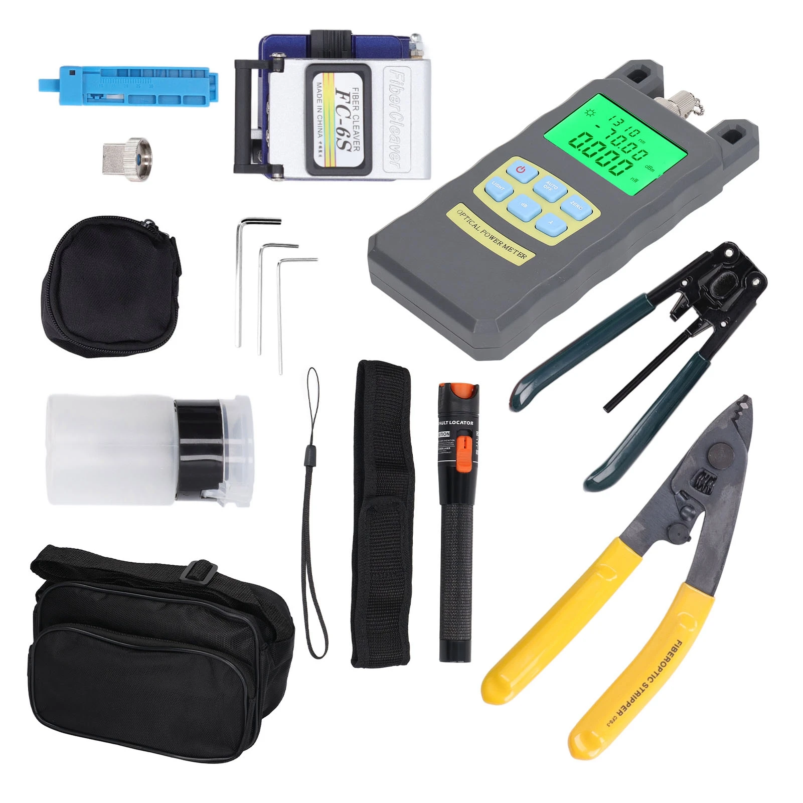 

Набор для оптоволокна 3-в-1: Оптический скалыватель, крепление для оптического скалывателя, интерфейс 2,5 мм, OPM, VFL, комплект для FTTH