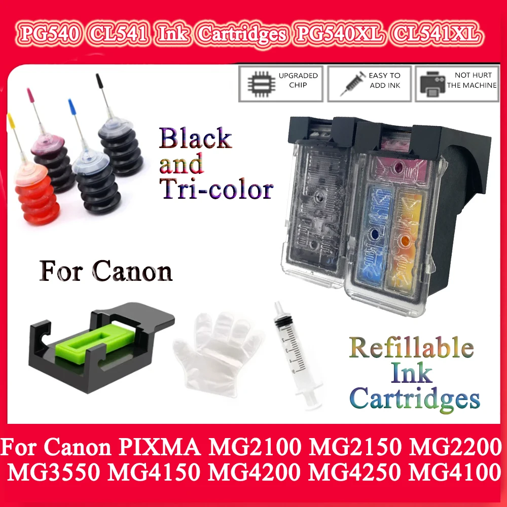 

Для Canon PG540 CL541 многоразовые картриджи PG540XL CL541XL PIXMA MG2100 MG2150 MG2200 MG3550 MG4150 MG4200 MG4250 MG4100