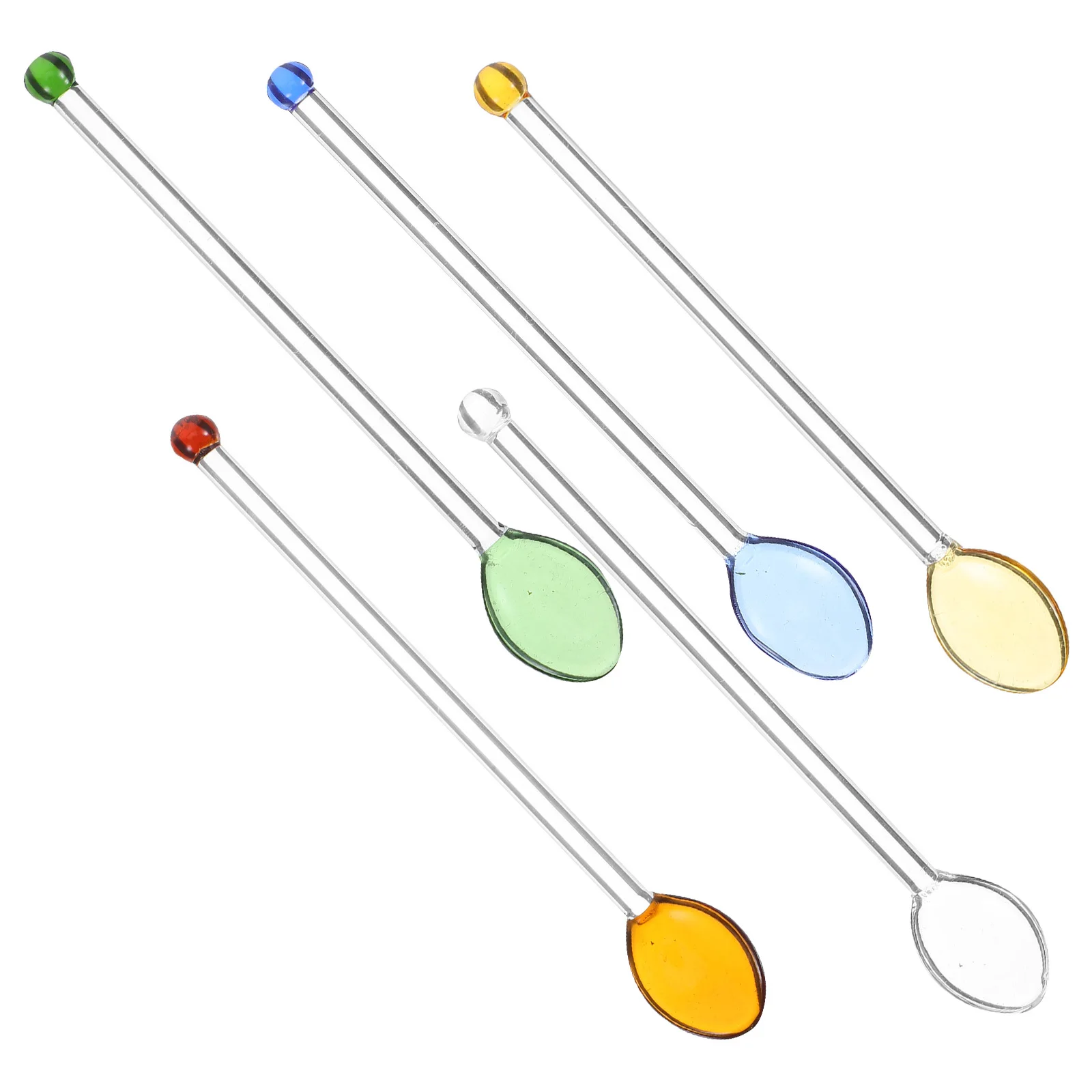 

5 Pcs Heat Resistant Glass Spoon Creative Coffee Mixing Spoons Tableware Colored