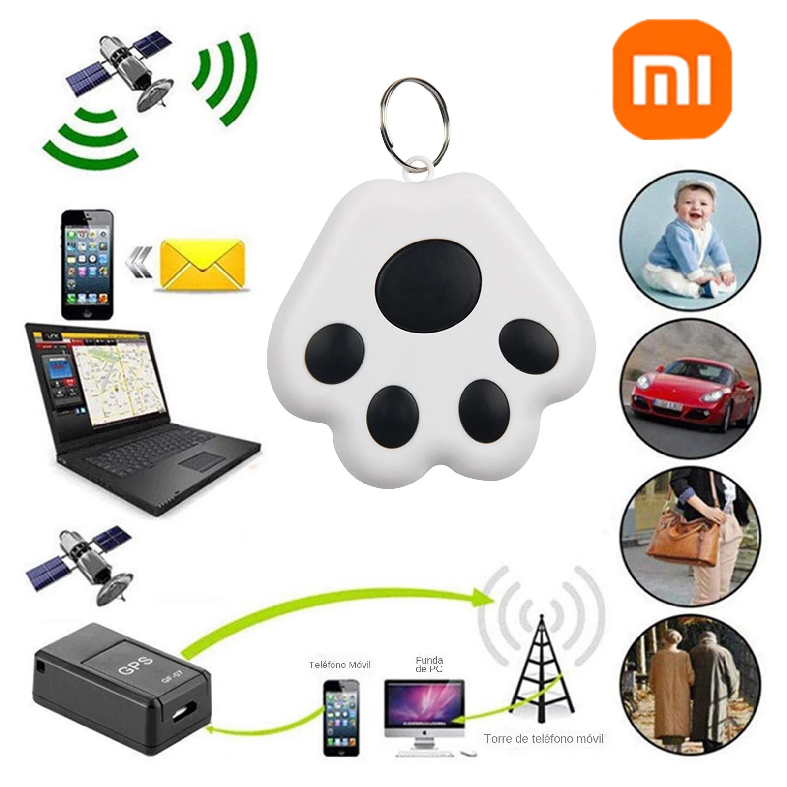 Xiaomi Mini GPS Tracker Dog Paw Shape Anti-Lost ไร้สาย Bluetooth Locator Tracer สําหรับสัตว์เลี้ยงเด็กกระเป๋ากระเป๋าสตางค์ Key Collar อุปกรณ์เสริม