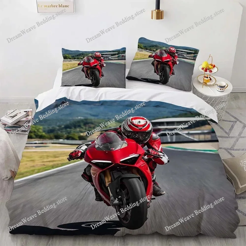 Dirt Bike Duvet Cover Set,Sports Biker Motocross Racing Moves Theme Bedding Sets,Youth Cool Teen Boys Comforter Cover Set519519