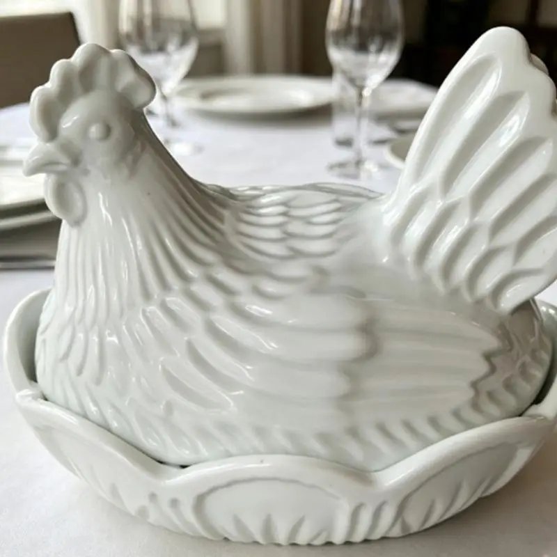 Glass Hen on Nest Candy Dish with Bowl Base and Lid, Chicken Design Snacks Jar for Sweet, Nut, Tea Bag, Parties, and Shelf view 3