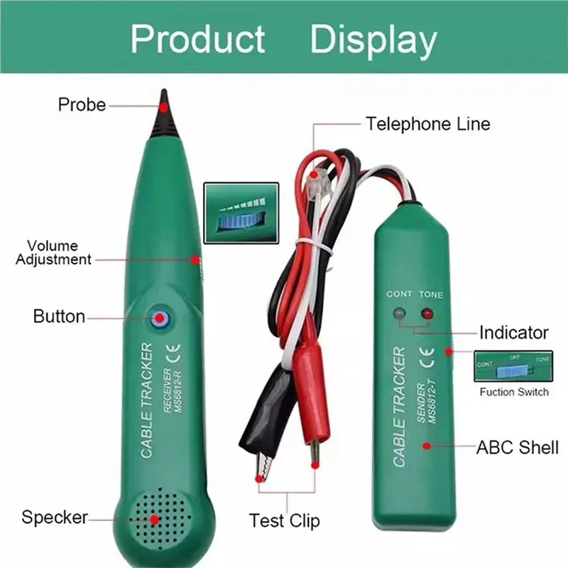 ABYN-3X MS6812 LAN Network Cable Tester Telephone Phone Wire Tracker Tracer For UTP STP Cat5 Cat6 Line Finder No Battery