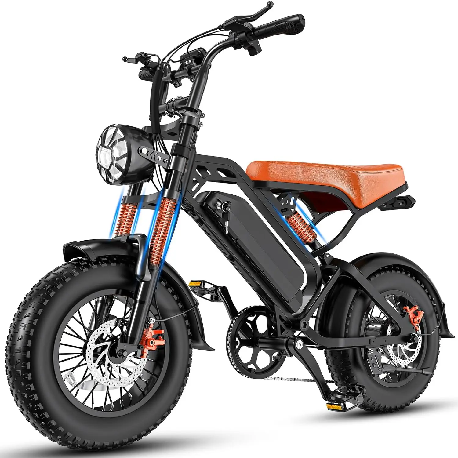 Fat Tire Electric Bike for Adults, 1200W Peak Motor Retro Ebike with 48V 18Ah Removable Battery, 28MPH High Speed, Customized