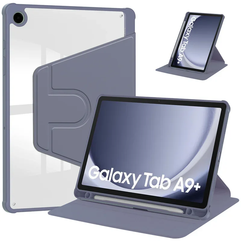 

Чехол Funda для Samsung Tab A9 Plus, 11 дюймов, вращающийся на 360 градусов акриловый чехол-подставка для Coque Galaxy Tab A9 8,7 A9 Plus, чехол с держателем для ручек