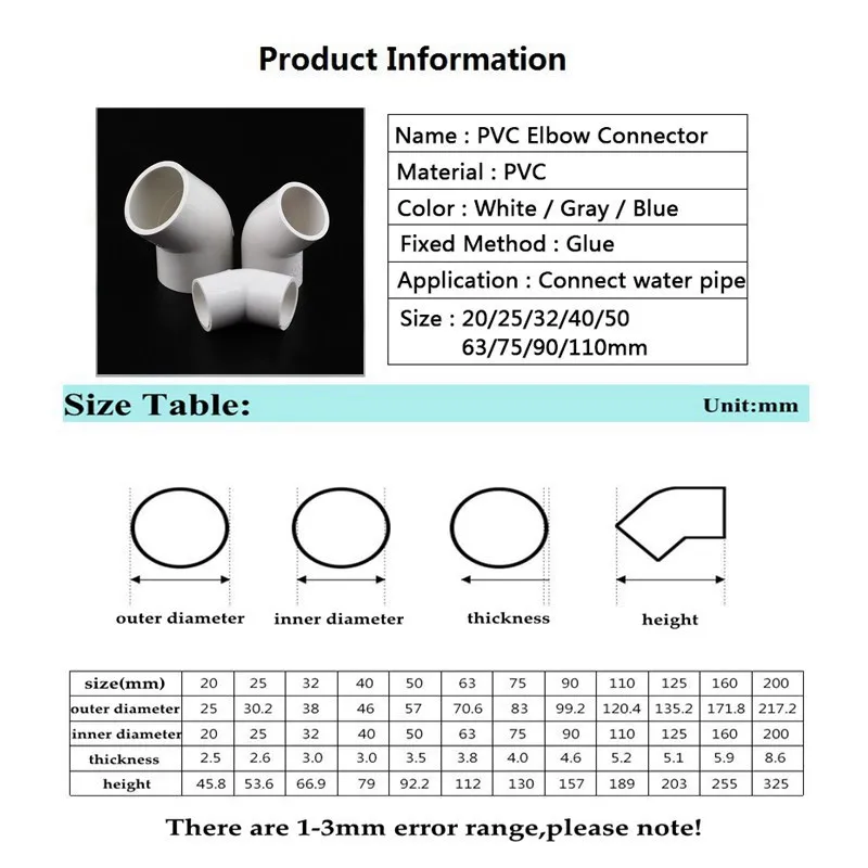 White PVC Elbow Joints 45 Degrees Garden Water Connectors Farm Irrigation System Fittings Aquarium Water Supply Pipe Adapter