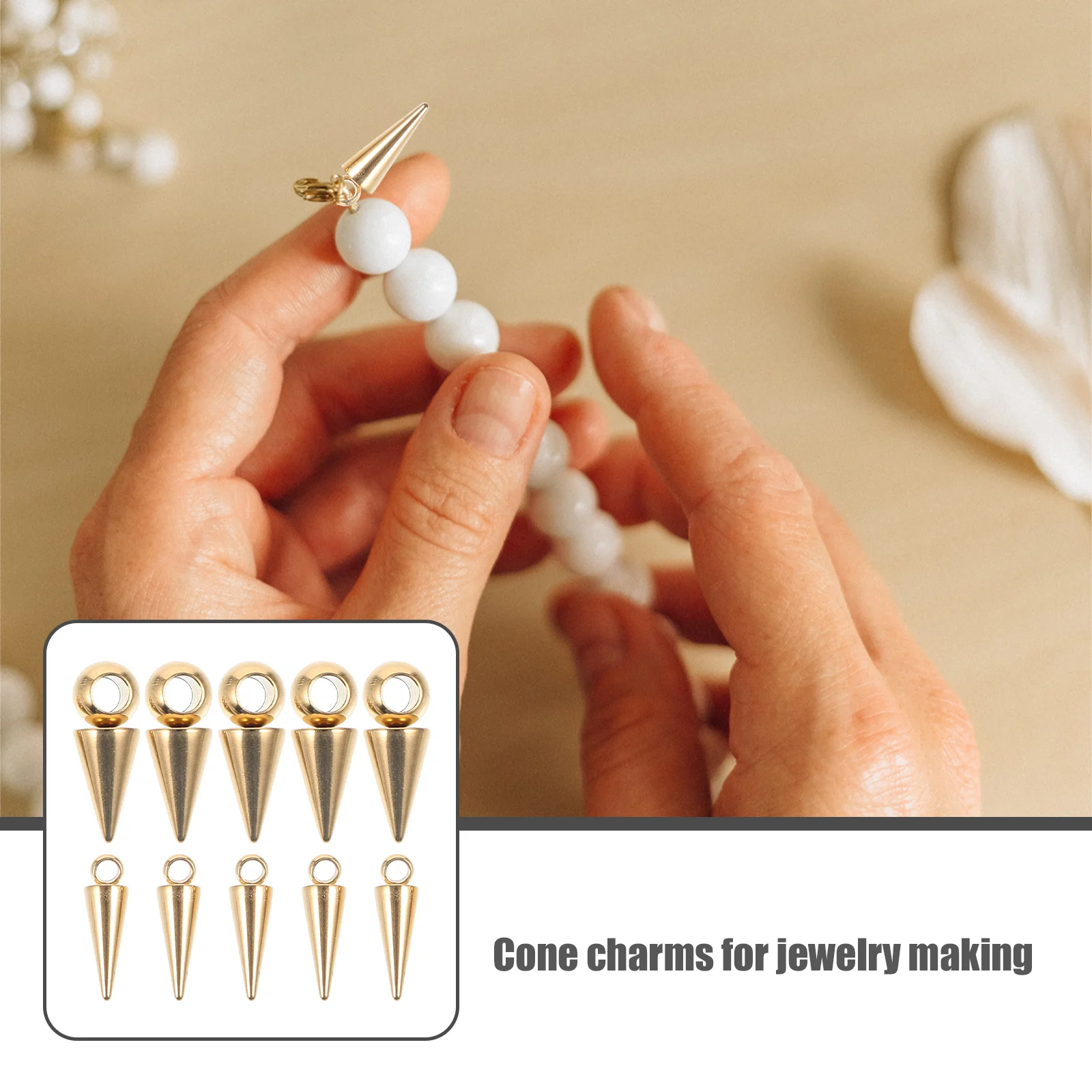 

20pcs Cone Pendant Charms Stainless Steel Alloy Necklace Decor Diy Jewelry Gift For Women Men Unisex Clavicle Neck Chain Cone