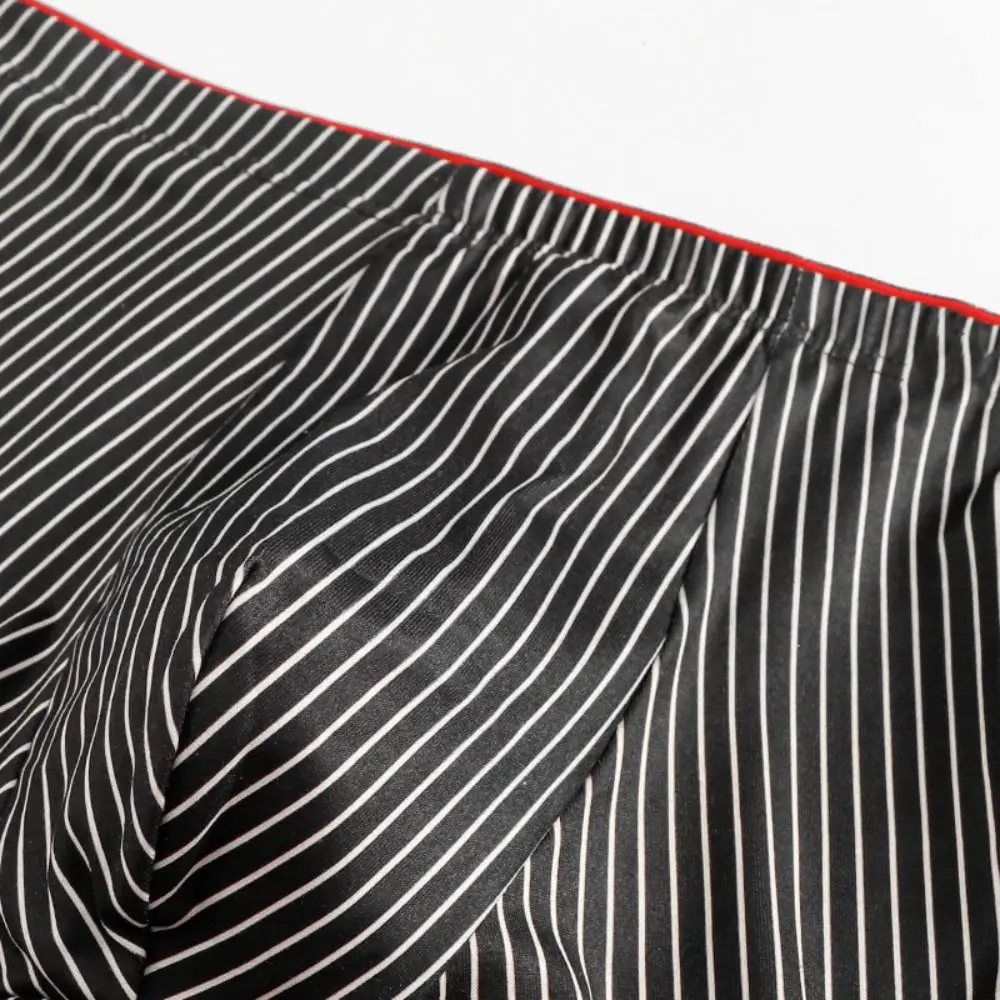 

4PCS Color Blocking Stripe Men's Flat Panties Large Size Loose Men Boxer Low Waist Underpants Underwear for Man Gifts