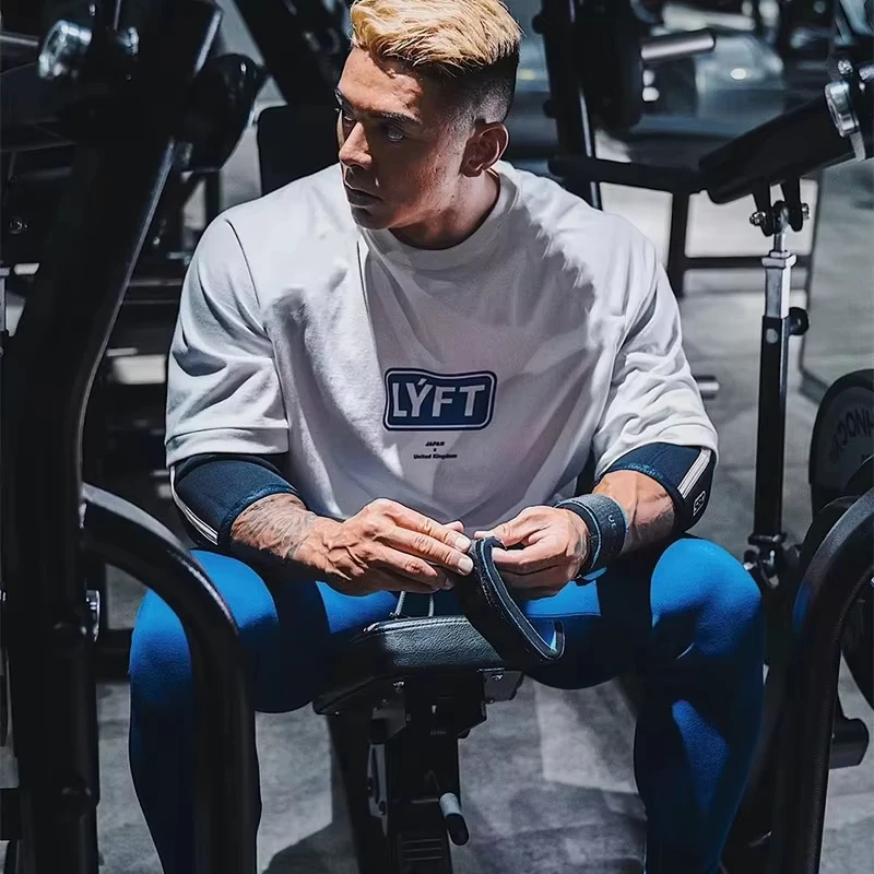 

LYFT Мужская футболка Летние футболки большого размера Модная хлопковая рубашка с буквенным принтом Спортивная тренировочная узор Повседневная уличная одежда Мужские футболки