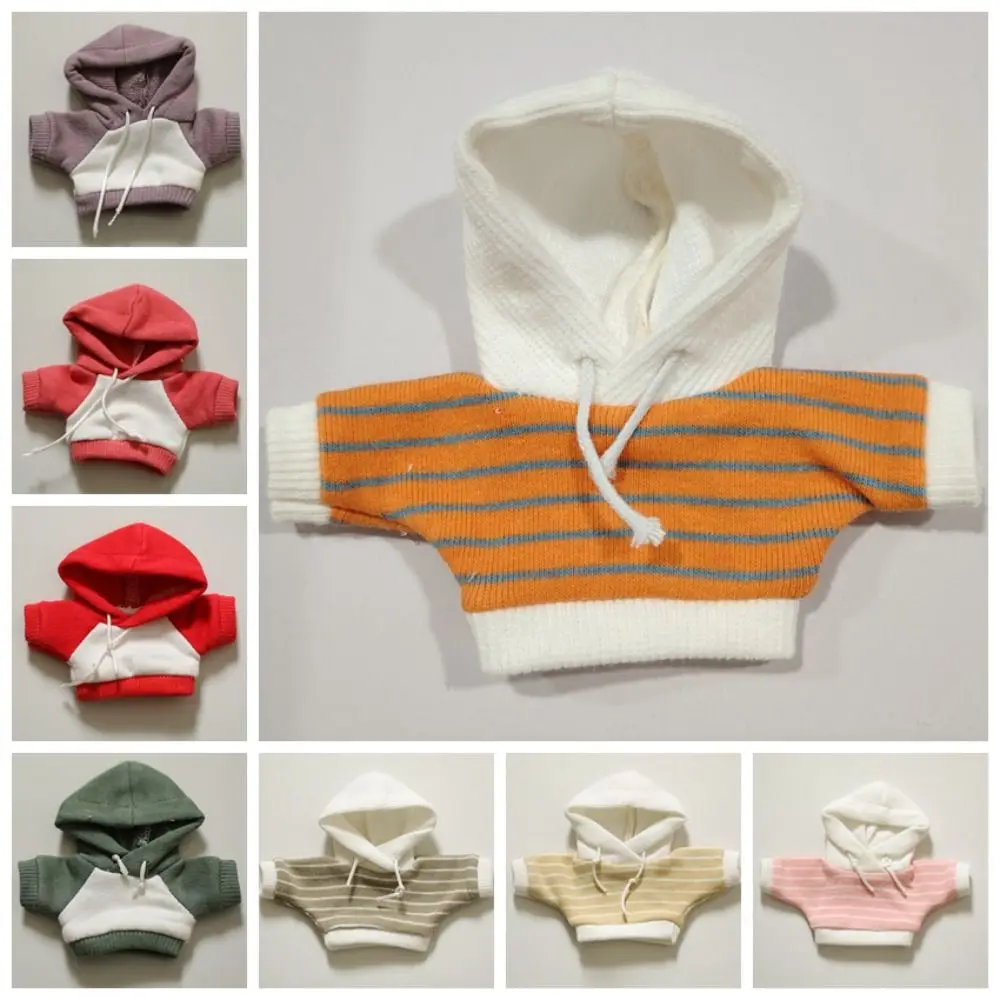 

Cotton Doll Clothes Undershirt Solid Color Stripe 12cm Plush Doll Clothes High Quality Hoodie No Attributes Doll Clothes