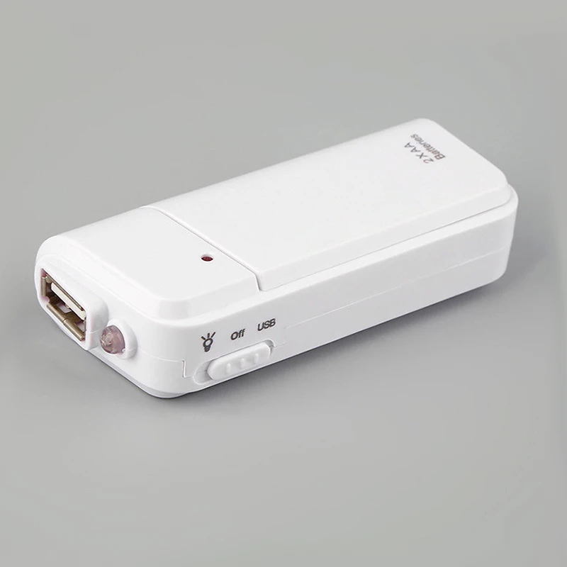 Universal USB Emergency 2 AA Battery Extender Charger Power Bank Supply Box For Mobile Phone MP3 MP4 White