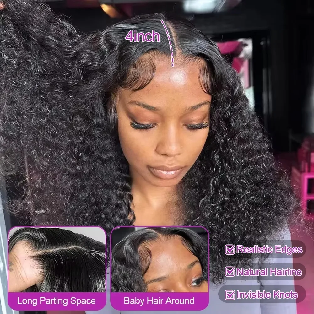 16 Inch Curly Deep Wave 13x4 Lace Frontal Wigs Short Bob Wig Brazilian Remy Human Hair 13x6 Transparent Lace Front Wig 5x5 Glueless Wig For Women image 3
