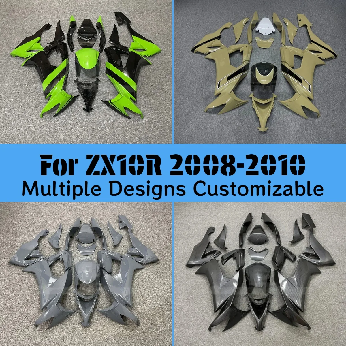 

Cool Fairing Set ZX10R 2008 2009 2010 Carbon Fibre Motorcycle Aftermarket Fairings Kit for Kawasaki Ninja ZX 10R 08 09 10