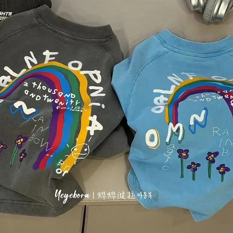 

Kids Shirts New 2025 Spring Summer Graffiti Personality Fashion Korean Casual Simple Style Long Sleeve Children Boy
