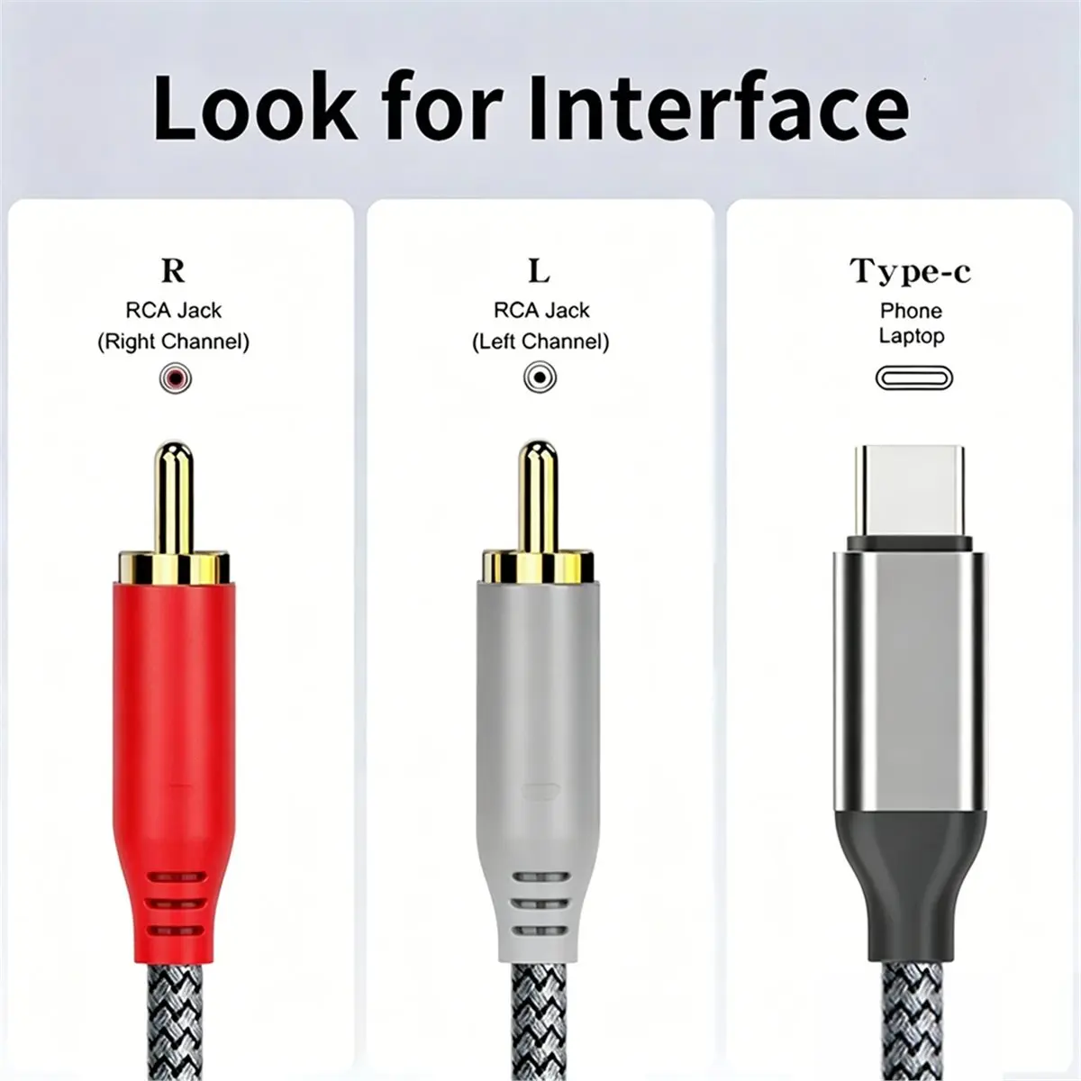 HOUSEHOLD*GOOD USB C to Stereo Cable Y Splitter Adapter Audio Cable Hi-Fi Sound Stereo Connector for Cell Phone Specker Laptop