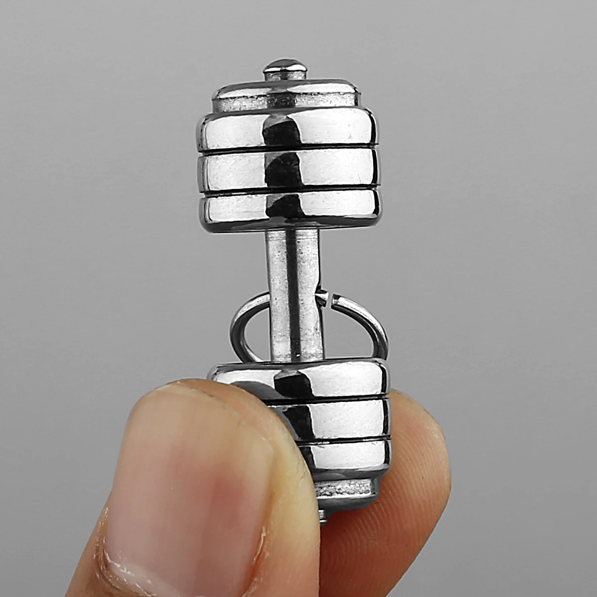 Men\'s Fitness Dumbbell Pendant Necklace Punk Hip Hop Silver Color Stainless Steel Necklace Jewelry Gift for Boyfriend