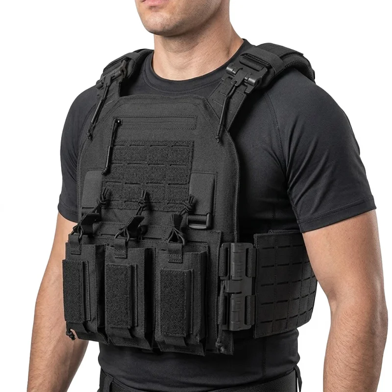 Wear-resistant quick-release laser-cut molle system outdoor hunting training tactical vest made of nylon material