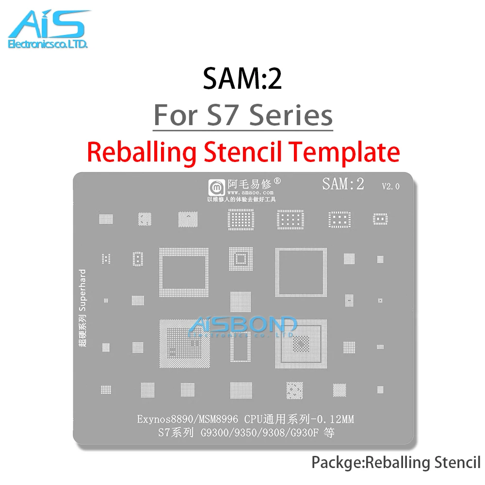 Amaoe SAM2 BGA Reballing Stencil For Samsung S7 G9300 G9350 G9308 G930F Exynos8890 MSM8996 CPU RAM WIFI POWER Chip Solder tin