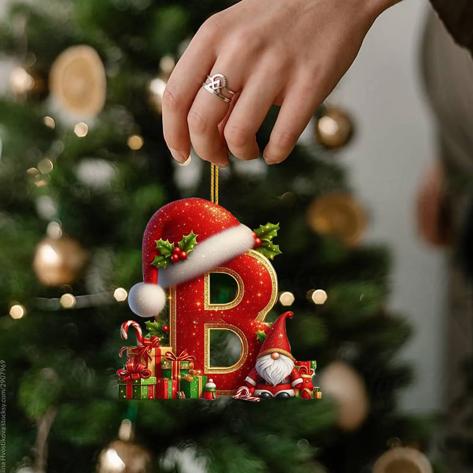 

2D Christmas 26 Letters Ornament Flat Hanging Pendant Personalized Holiday Festive Tree Decor Gift For Christmas Party Ornament