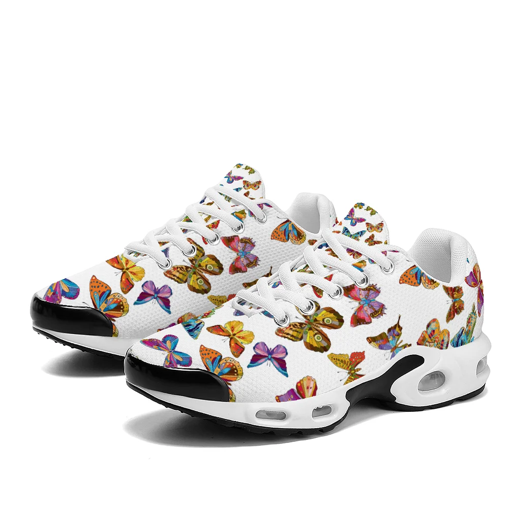 

Colorful butterfly print casual air-cushioned shoes breathable mesh upper athletic sneakers for man and woman