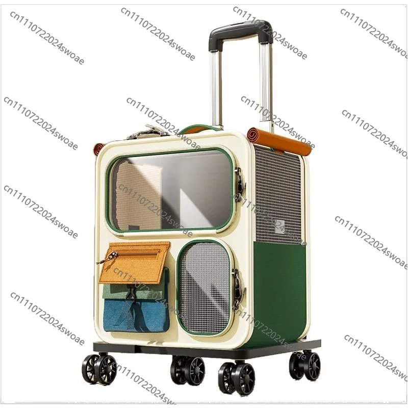 Cat bag out large capacity suitcase multi-cat pet portable cat multi-function wheel trolley case transparent backpack