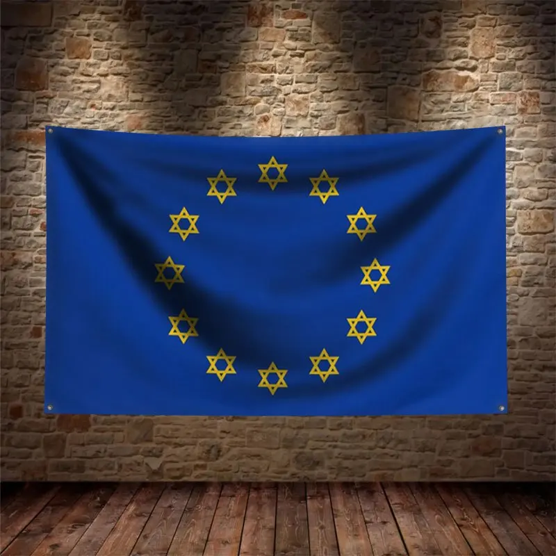 1pc European Jewish Flag Banner with 4 Grommets, Easy to Hang, Ideal for Outdoor Garden Yard Home Wall Banner, Vibrant Color
