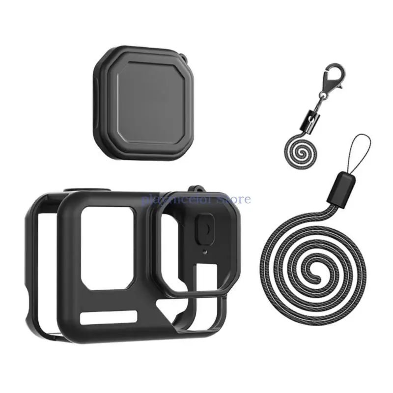 Silicone Protective Case and Lens Cover with Lanyard for Insta360 AcePro2 Action Camera Full Body and Lens Protections