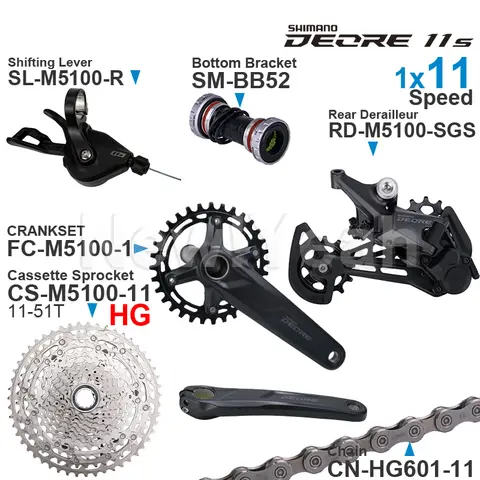 시마노 DEORE 그룹셋 시프터 SL-M5100, 후방 드레일러 RD-M5100, 1x11 단 카세트 체인 FC-M5100, 정품 부품, M5100, 11V