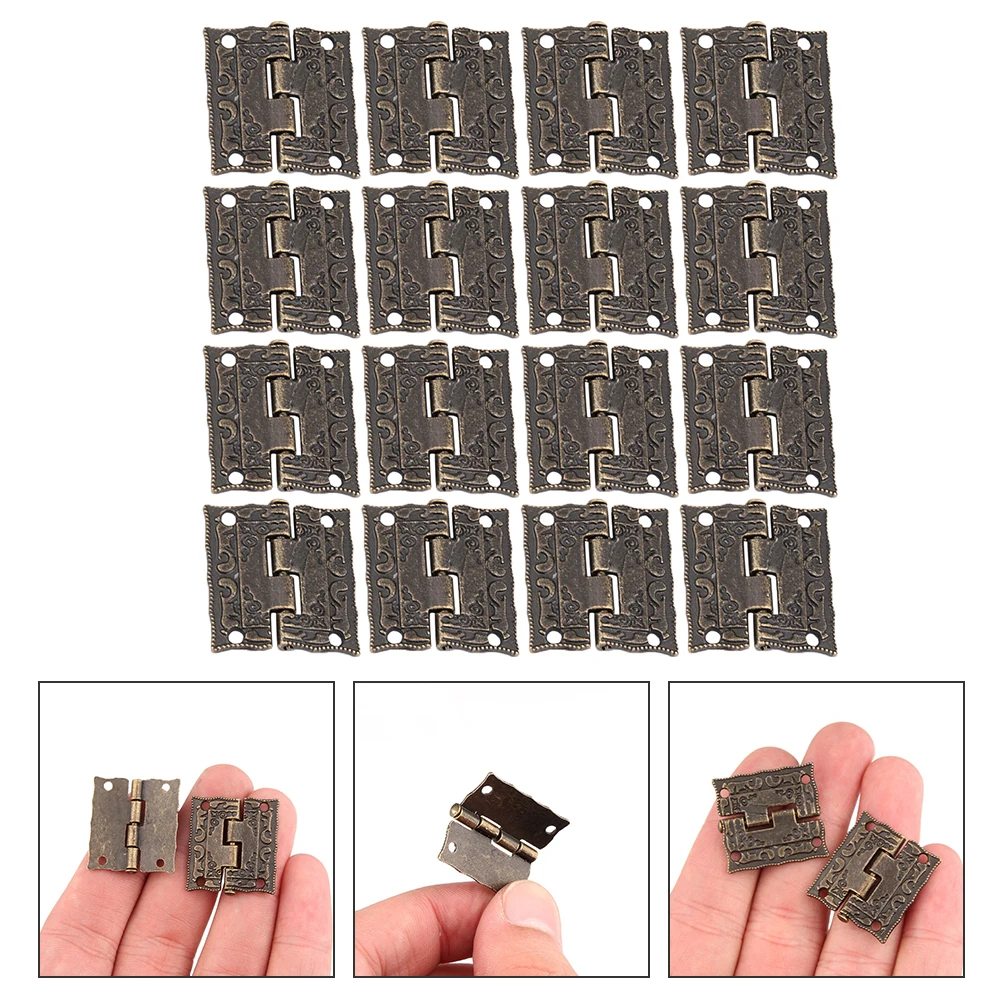 

20 Pcs Hollow Hinges for Wooden Box Door Cabinet Gift Case Zinc Alloy Furniture Hinge Sturdy Structure Smooth Polishing