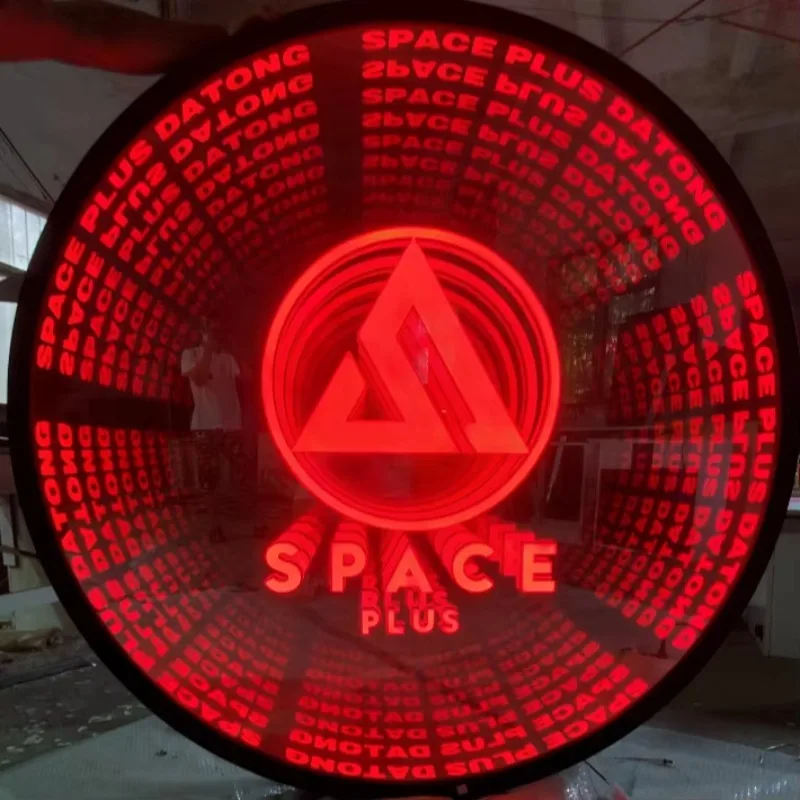 Customized Infinite Abyss Mirror LED Neon Light Strips Cute Wireless Glass Decor for Retail Shop Illuminated Sign
