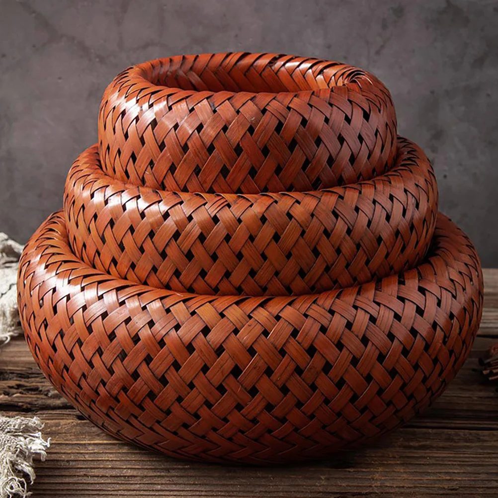 

1Pcs Eco Friendly Bamboo Basket Beautiful Artistic Appreciation Fruit Bread Candy Organizer Home Kitchen Dining Decor