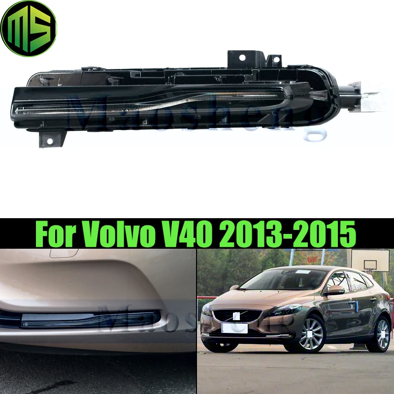 

Maosheng 2-контактный светодиодный передний противотуманный фонарь противотуманная фара для Volvo V40 2013-2015, дневные ходовые огни DRL, дневные фары, противотуманные фары