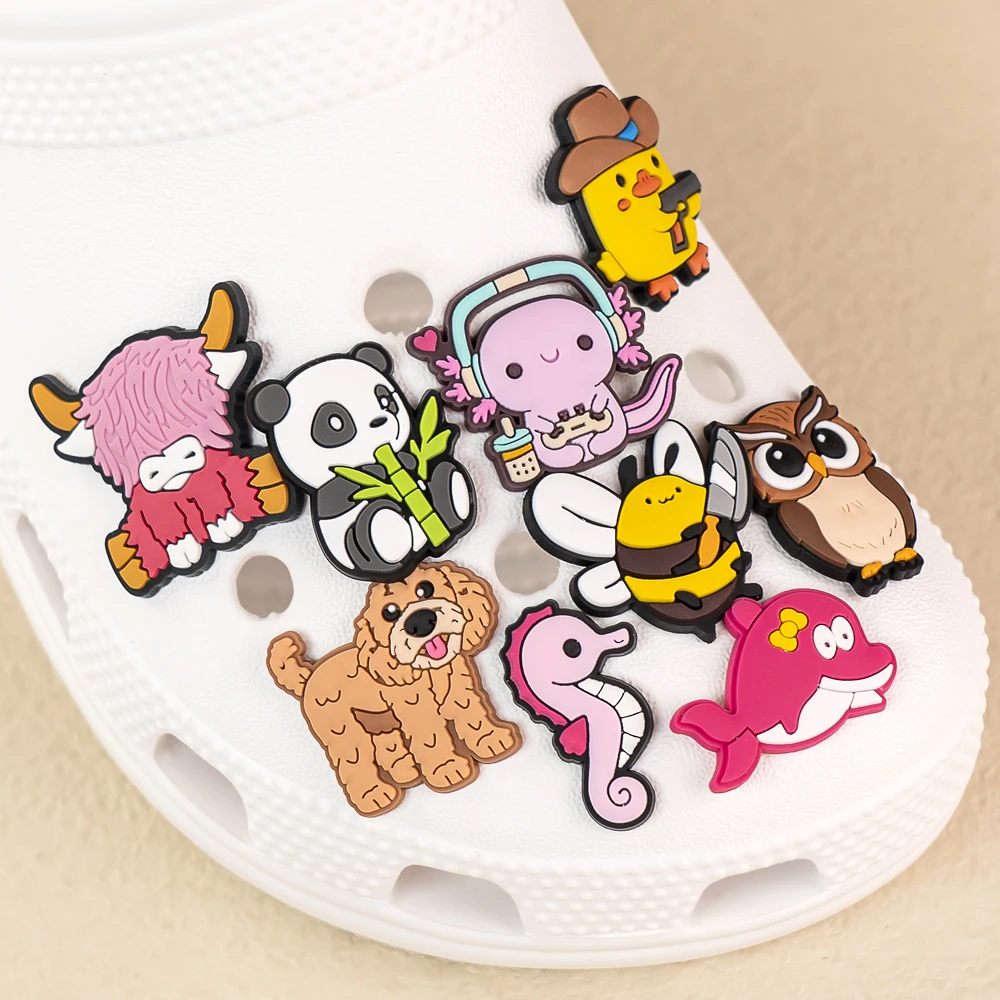 1/10/12/25PCS Cute Animal Shoe Charms,Cat Duck Accessories Pins for Sandals,Panda Cow Dog Shoes Clog Buckle Decoration image 5